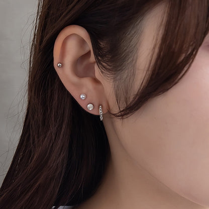 ピアス ニッケルフリー メタル C型 パール 釈迦玉ボール 6個セット チタンポスト スタッドピアス