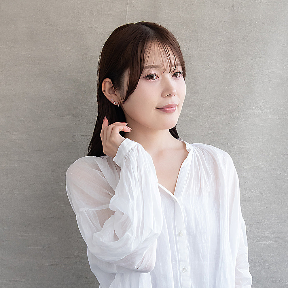 ピアス ニッケルフリー メタル C型 パール 釈迦玉ボール 6個セット チタンポスト スタッドピアス