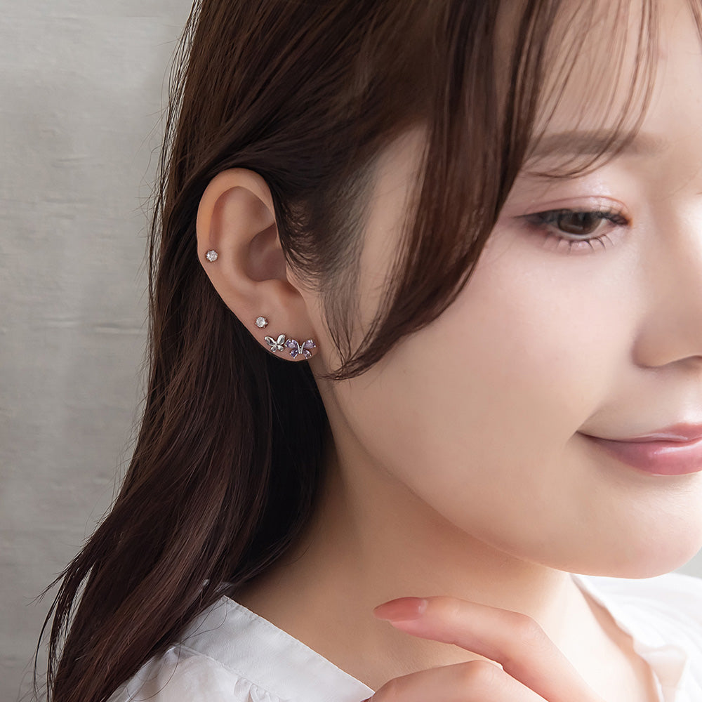 ピアス ニッケルフリー バラフライ 6個セット チタンポストポスト スタッドピアス