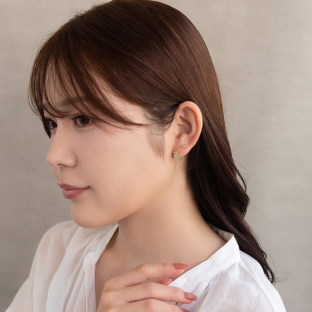 ピアス ニッケルフリー リボン 6個セット チタンポストポスト スタッドピアス