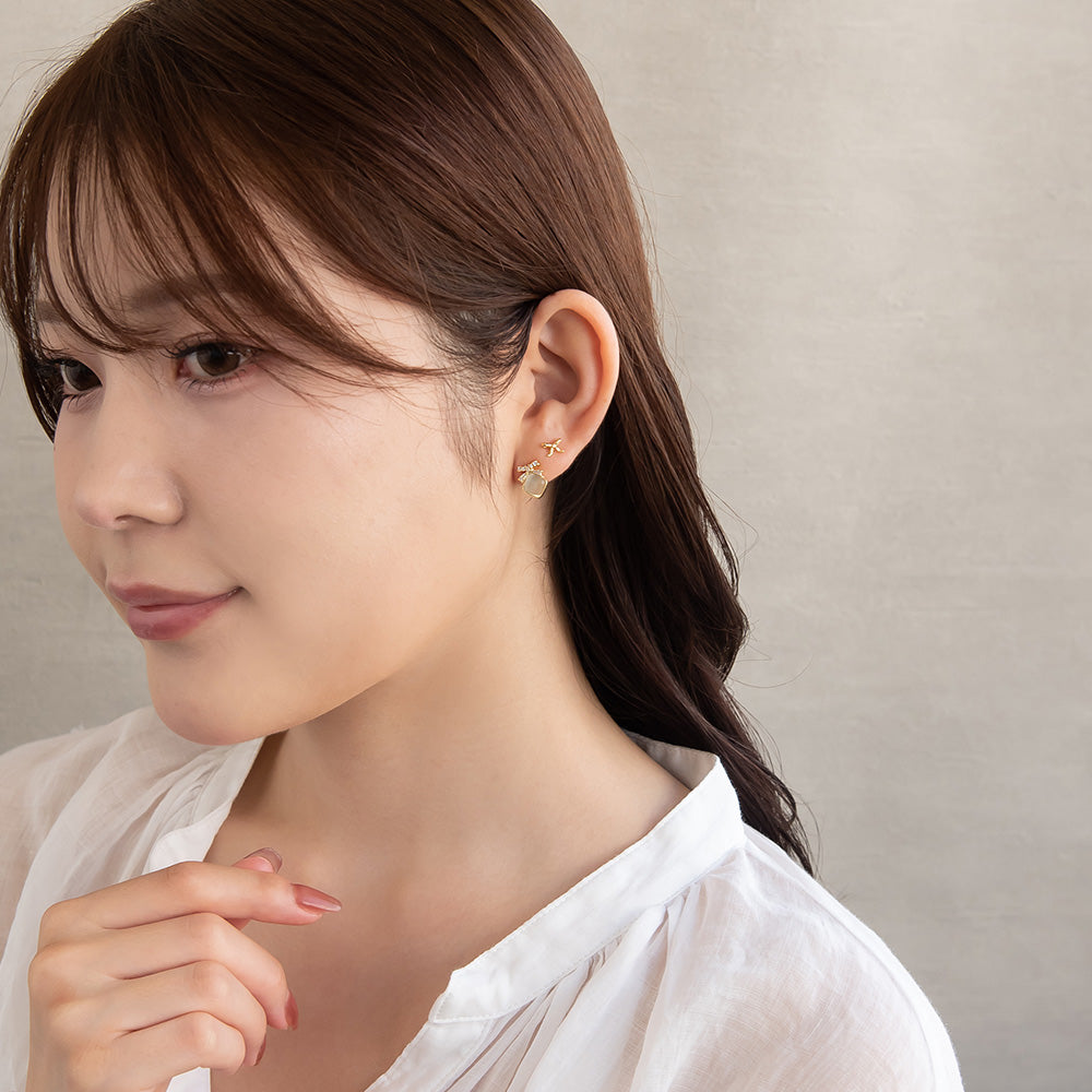 ピアス ニッケルフリー リボン 6個セット チタンポストポスト スタッドピアス