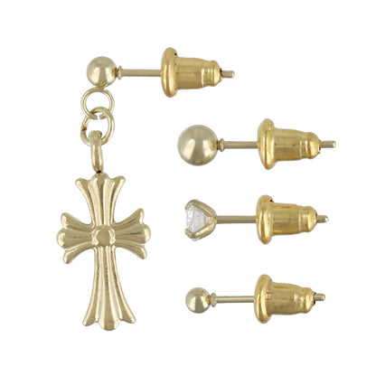 ピアス クロス 2ホール 5個セット サージカルステンレスポスト スタッドピアス