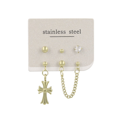 ピアス クロス 2ホール 5個セット サージカルステンレスポスト スタッドピアス