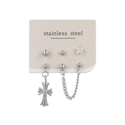 ピアス クロス 2ホール 5個セット サージカルステンレスポスト スタッドピアス