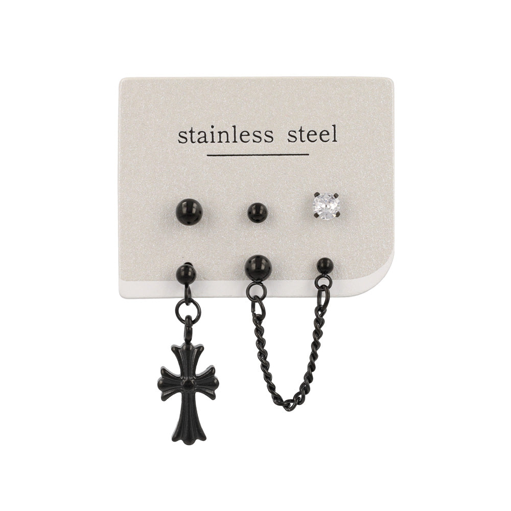 ピアス クロス 2ホール 5個セット サージカルステンレスポスト スタッドピアス