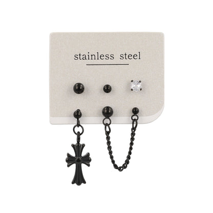 ピアス クロス 2ホール 5個セット サージカルステンレスポスト スタッドピアス