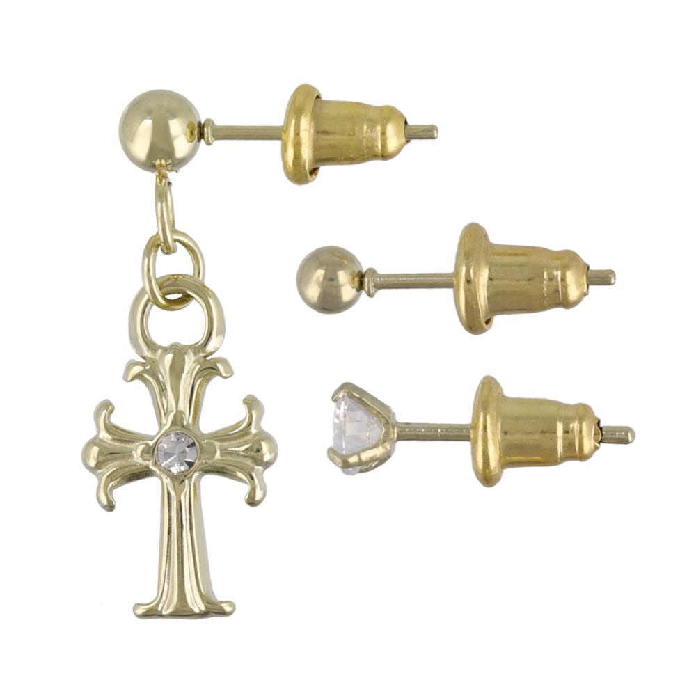 ピアス クロス 6個セット サージカルステンレスポスト スタッドピアス