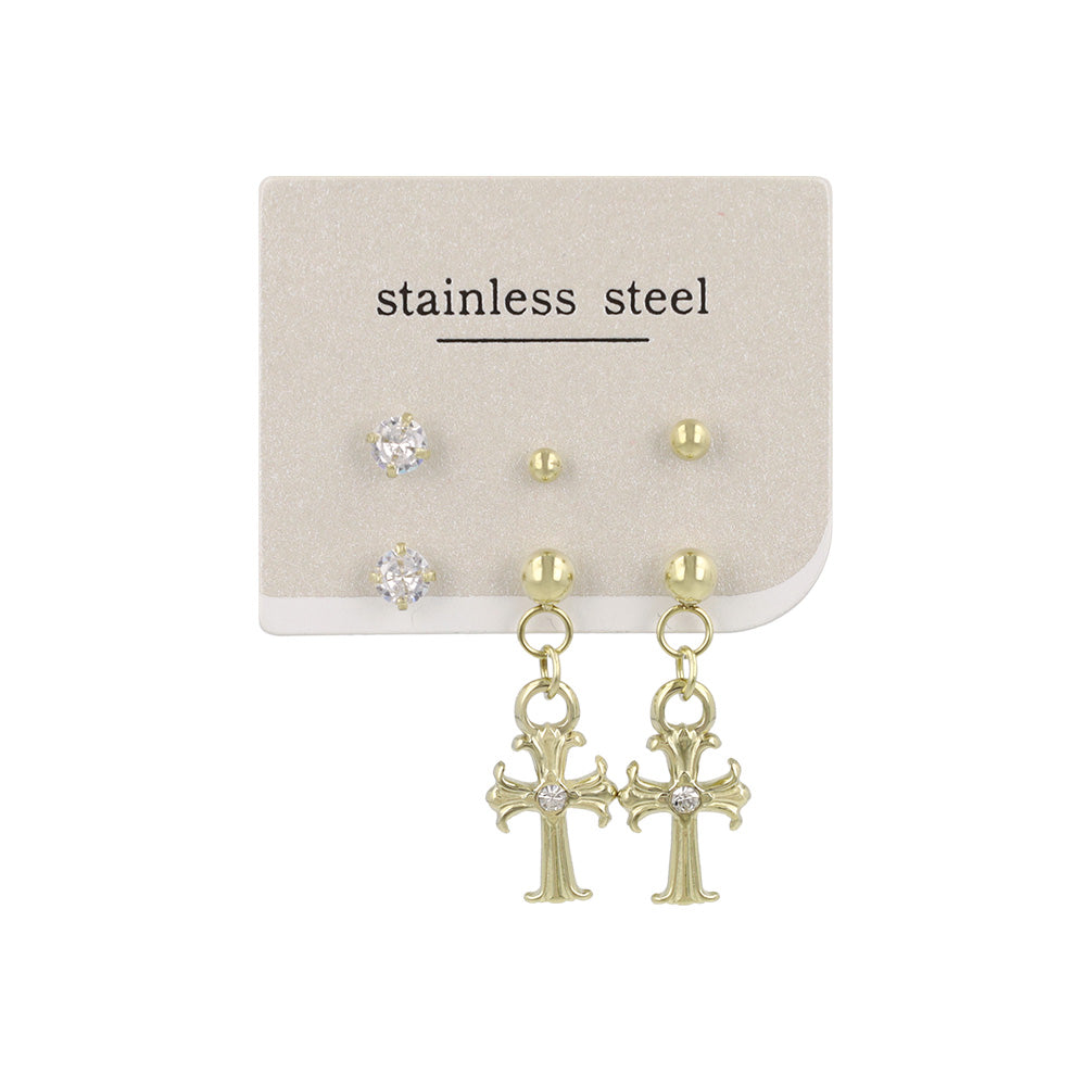 ピアス クロス 6個セット サージカルステンレスポスト スタッドピアス