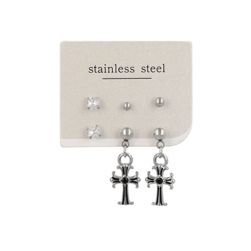 ピアス クロス 6個セット サージカルステンレスポスト スタッドピアス