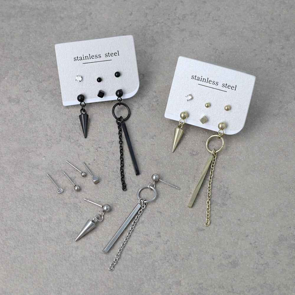 ピアス コーン 6個セット サージカルステンレスポスト スタッドピアス