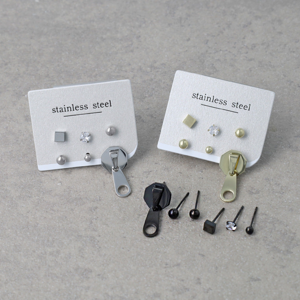 ピアス ファスナー 6個セット サージカルステンレスポスト スタッドピアス