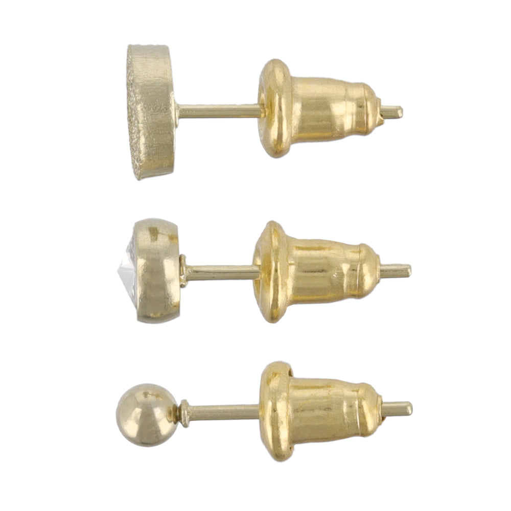 ピアス 梨地 6個セット サージカルステンレスポスト フープピアス スタッドピアス