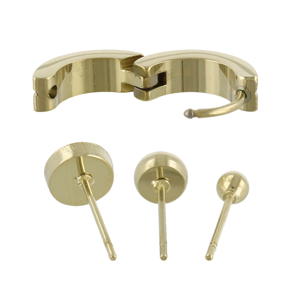 ピアス 梨地 6個セット サージカルステンレスポスト フープピアス スタッドピアス