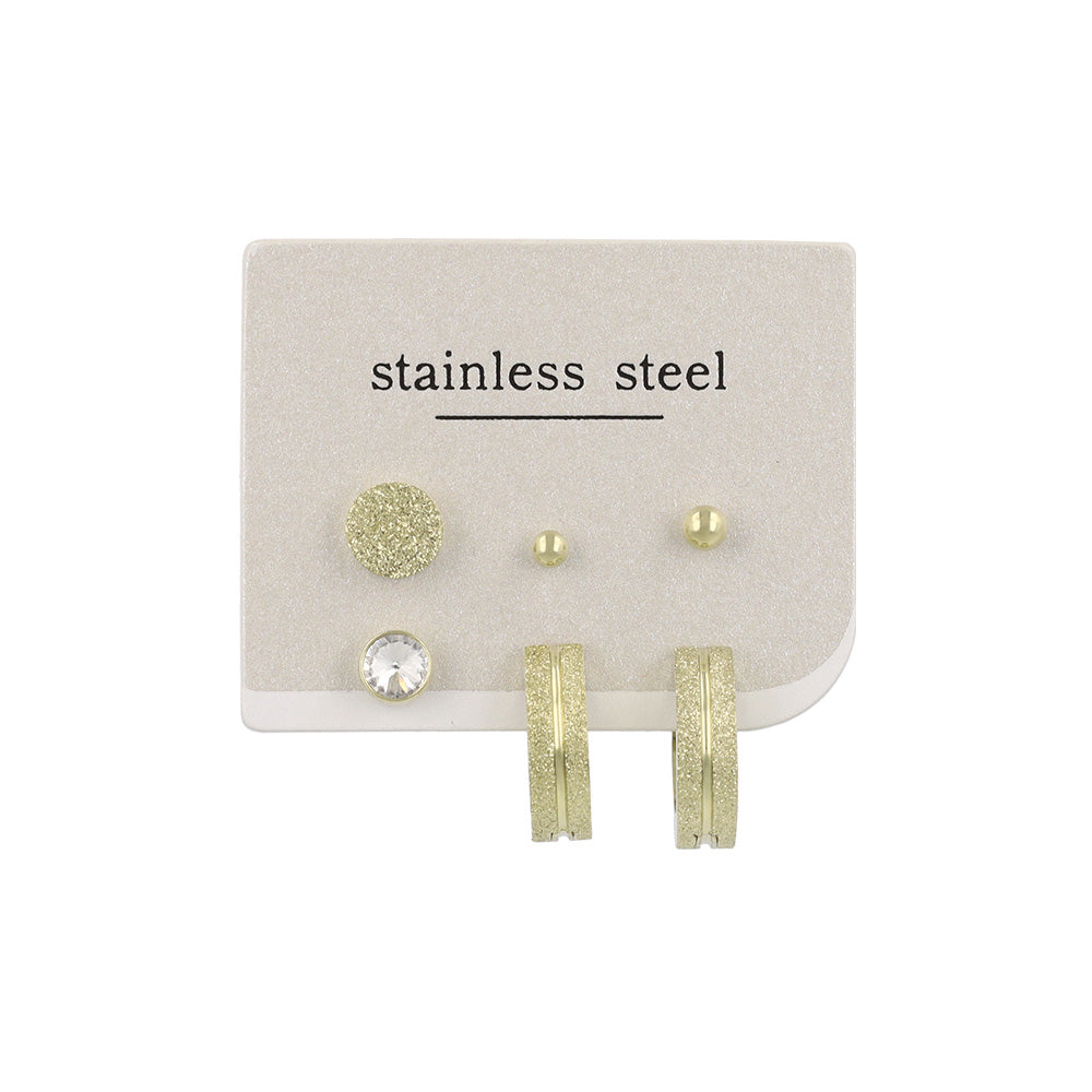 ピアス 梨地 6個セット サージカルステンレスポスト フープピアス スタッドピアス