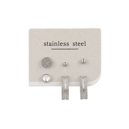 ピアス 梨地 6個セット サージカルステンレスポスト フープピアス スタッドピアス