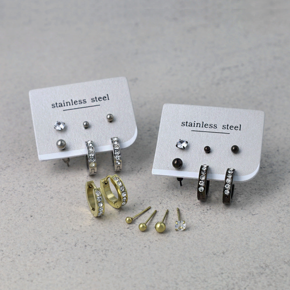 ピアス 6個セット サージカルステンレスポスト フープピアス スタッドピアス