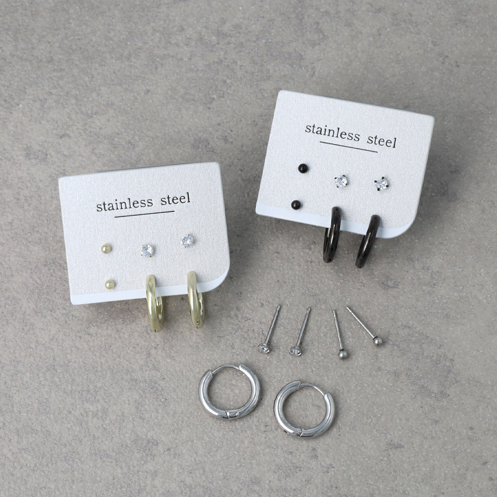 ピアス 6個セット サージカルステンレスポスト フープピアス スタッドピアス