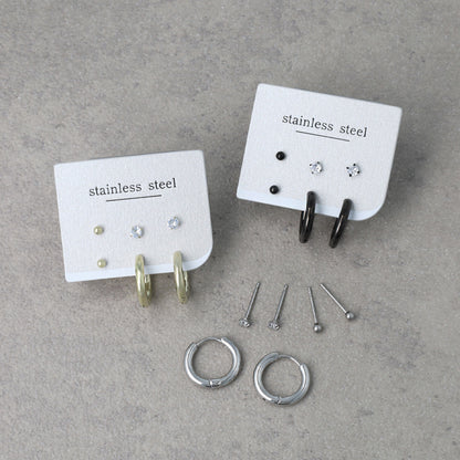 ピアス 6個セット サージカルステンレスポスト フープピアス スタッドピアス