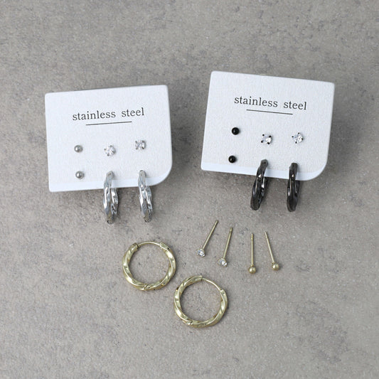 ピアス 6個セット サージカルステンレスポスト フープピアス スタッドピアス