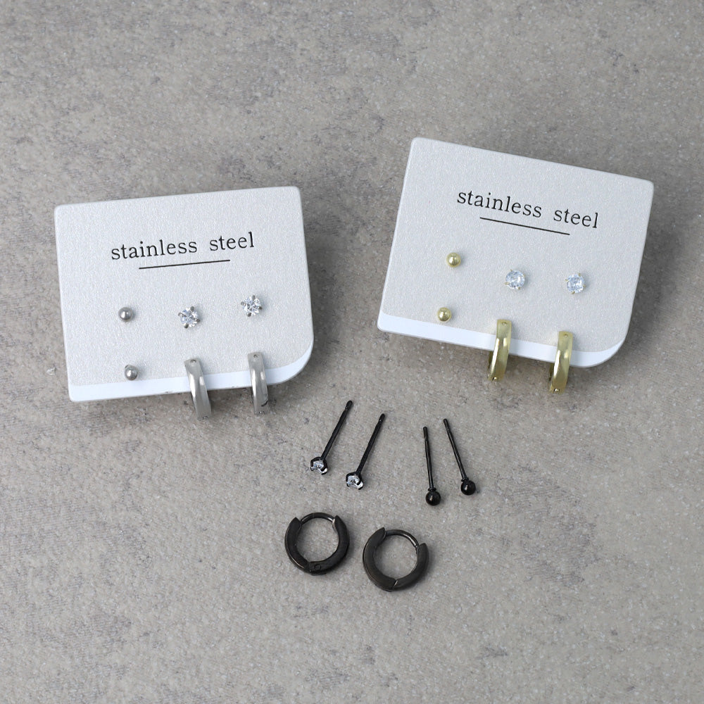 ピアス 6個セット サージカルステンレスポスト フープピアス スタッドピアス