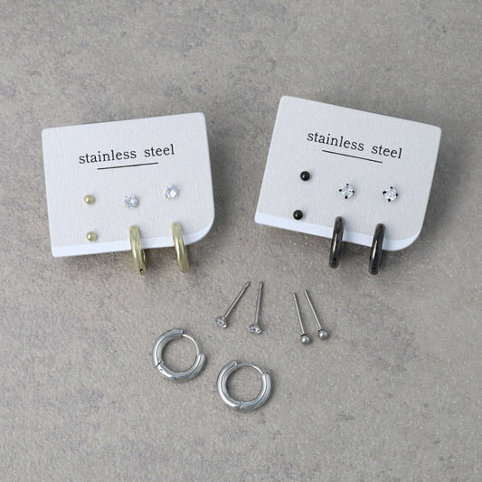 ピアス 6個セット サージカルステンレスポスト フープピアス スタッドピアス