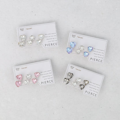 ピアス ニッケルフリー ハート 6個セット チタンポスト スタッドピアス