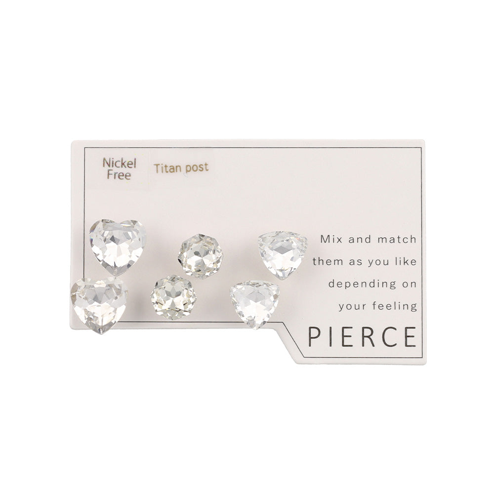 ピアス ニッケルフリー ハート 6個セット チタンポスト スタッドピアス