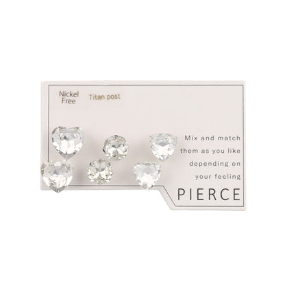 ピアス ニッケルフリー ハート 6個セット チタンポスト スタッドピアス