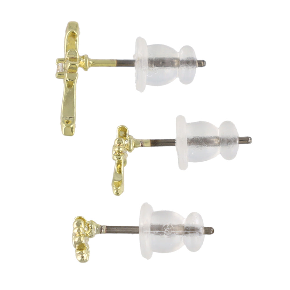 ピアス ニッケルフリー クロス キュービックジルコニア 6個セット チタンポスト スタッドピアス