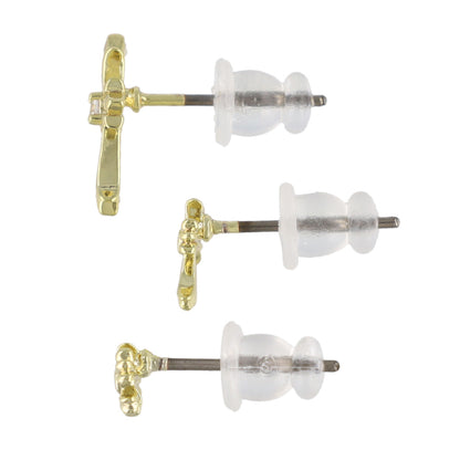 ピアス ニッケルフリー クロス キュービックジルコニア 6個セット チタンポスト スタッドピアス