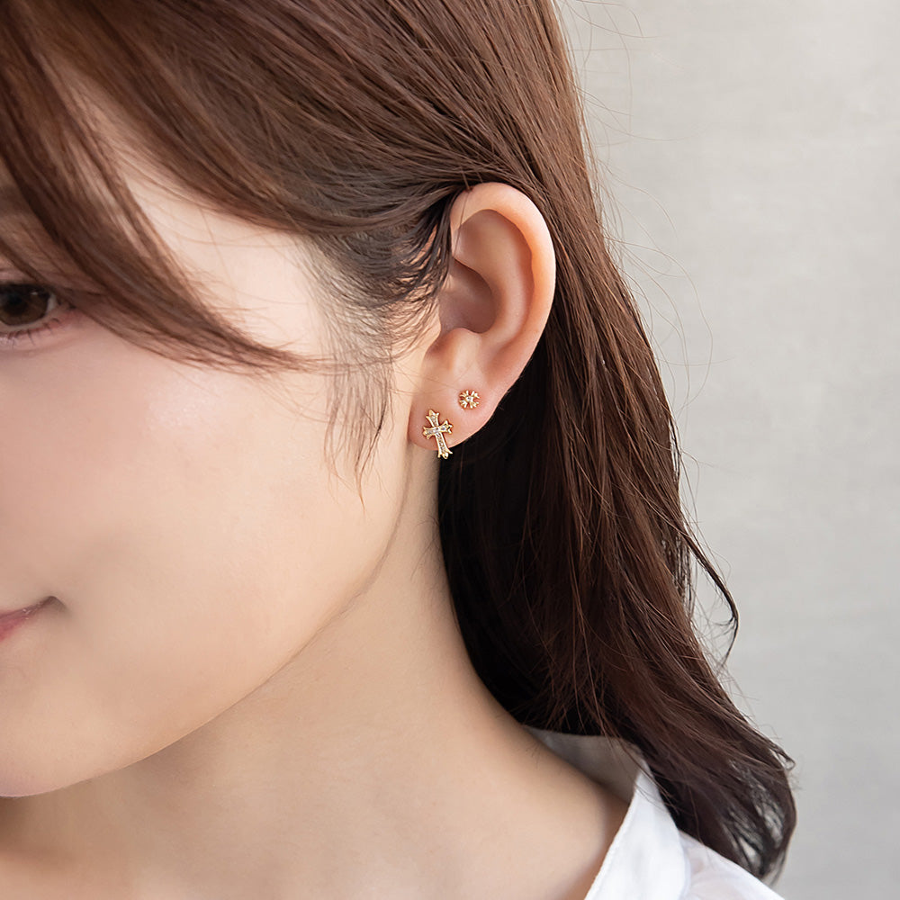 ピアス ニッケルフリー クロス キュービックジルコニア 6個セット チタンポスト スタッドピアス