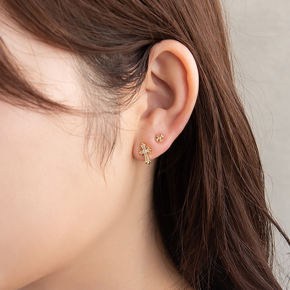 ピアス ニッケルフリー クロス キュービックジルコニア 6個セット チタンポスト スタッドピアス