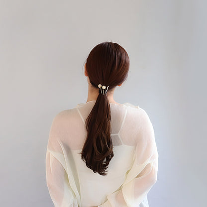 ヘアピン メタル ツヤ サークル パール ライン ミニ ショート 3本 セットピン アメピン