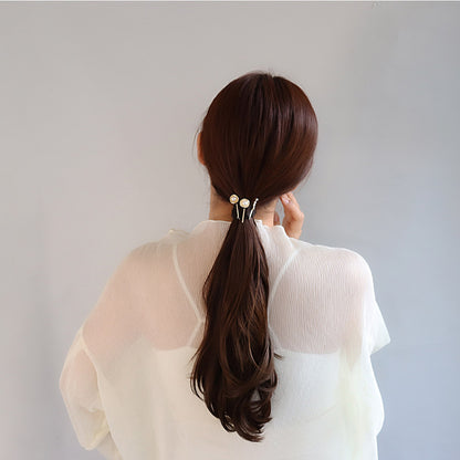 ヘアピン メタル ツヤ サークル パール ライン ミニ ショート 3本 セットピン アメピン