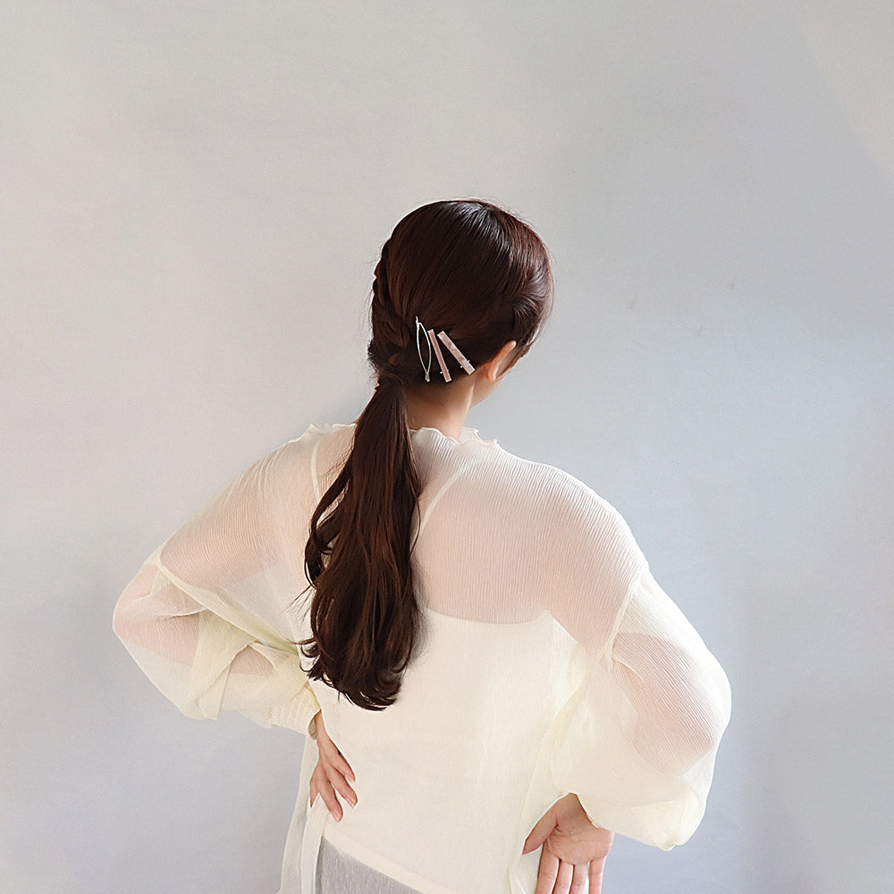 ヘアピン ヘアクリップ マーブル カラー メタル オーバル ライン レクタングル 3本セット クリップ アメピン