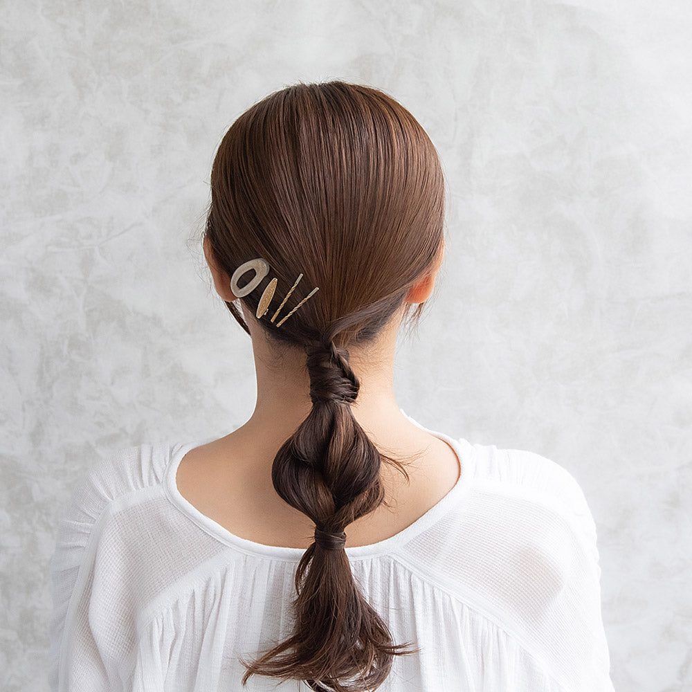 ヘアピン メタル ラメ ツイスト オーバル 4個セット ヘアクリップ スリーピン アメピン