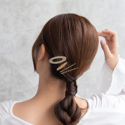 ヘアピン メタル ラメ ツイスト オーバル 4個セット ヘアクリップ スリーピン アメピン