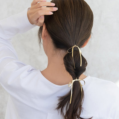 ヘアピン ニッケルフリー メタルスネークチェーンリボン 2本セット カフピン