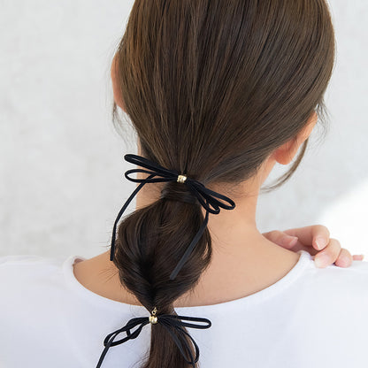 ヘアピン ニッケルフリー メタル ボール ベロア スリム リボン 2本セット カフピン