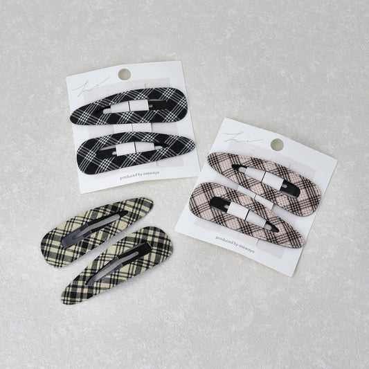 ヘアピン チェック柄 2個セット スリーピン