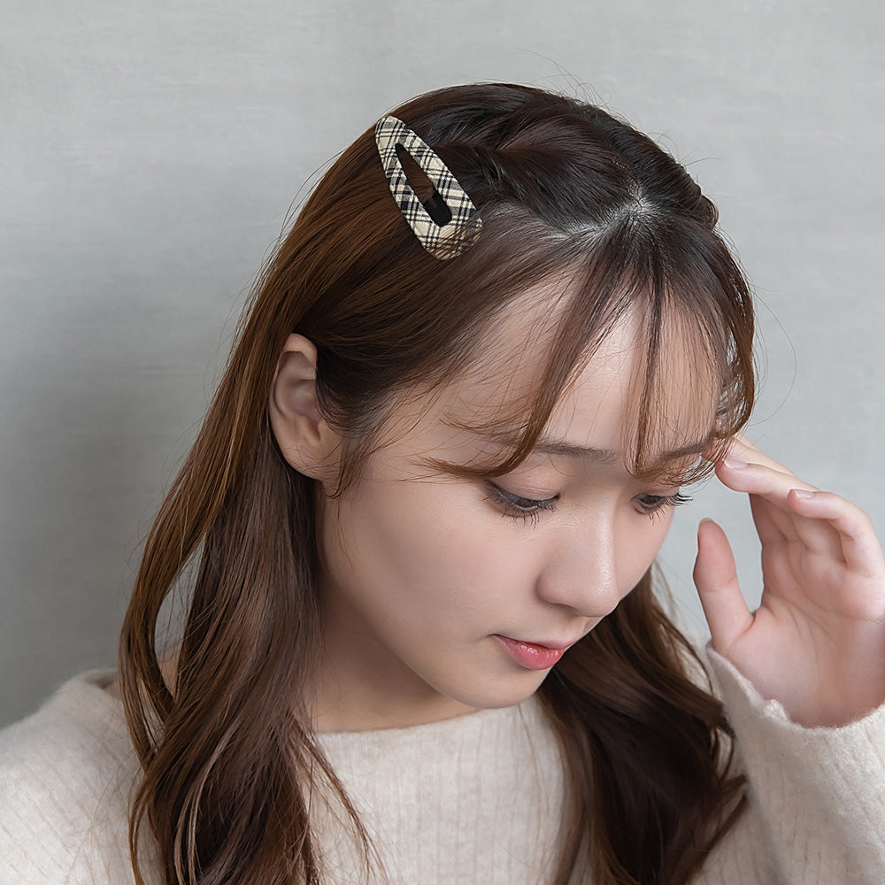 ヘアピン チェック柄 2個セット スリーピン