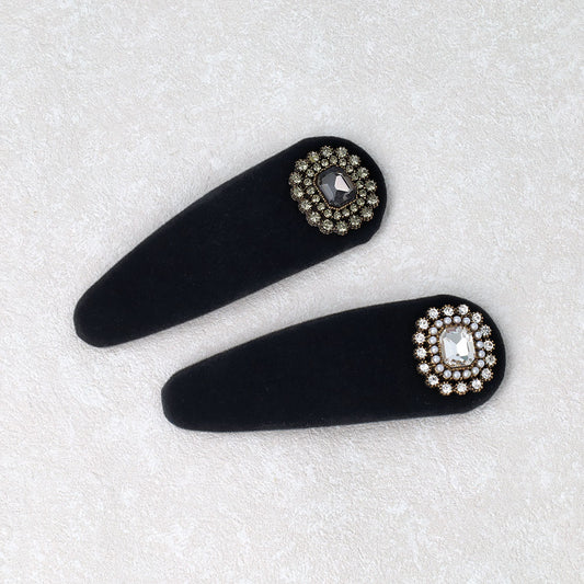 ヘアピン ベロア ガラス アンティーク調 スリーピン