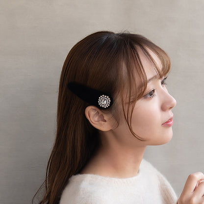 ヘアピン ベロア ガラス アンティーク調 スリーピン