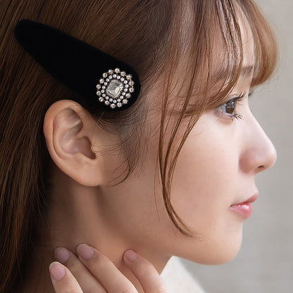 ヘアピン ベロア ガラス アンティーク調 スリーピン