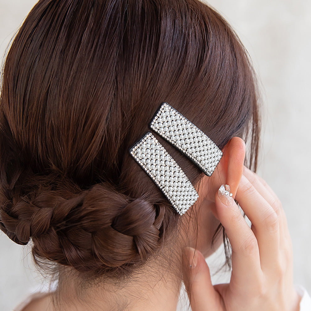ヘアピン パール ストーン 2個セット スリーピン