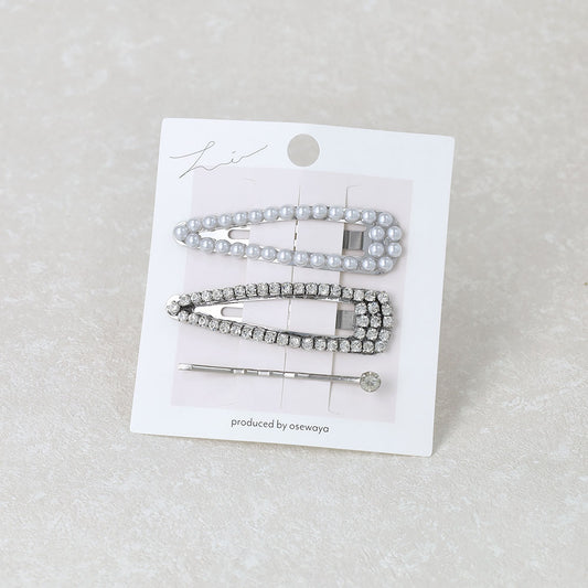 ヘアピン パール ビジュー 3本セット スリーピン アメピン