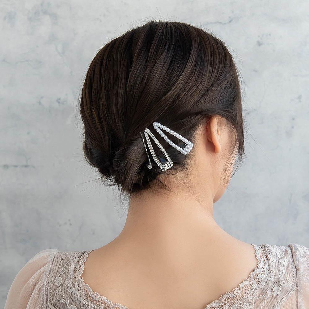 ヘアピン パール ビジュー 3本セット スリーピン アメピン