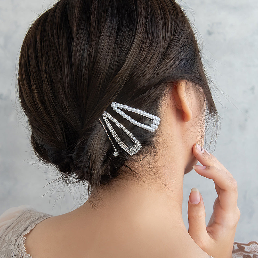 ヘアピン パール ビジュー 3本セット スリーピン アメピン