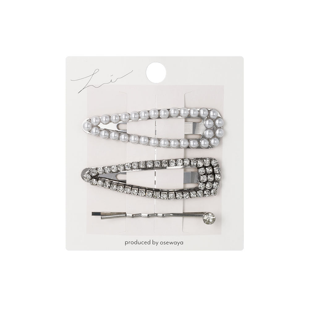 ヘアピン パール ビジュー 3本セット スリーピン アメピン