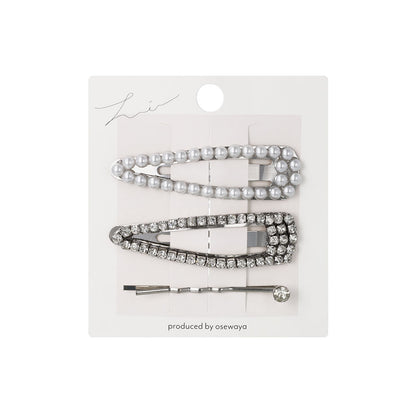 ヘアピン パール ビジュー 3本セット スリーピン アメピン